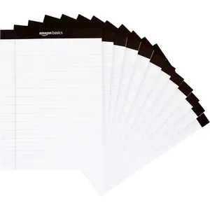 Wide Ruled Lined Writing Note Pads for Office Supplies, 8.5" x 11.75", White, 12-Pack of 50 Perforated Sheets