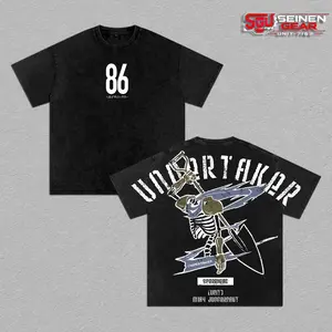 86 Eighty Six Undertaker Vintage Acid Washed Oversized Graphic T Shirt, Shin Nouzen Inspired Back Print Tee, Anime Military Streetwear Aesthetic, Double Sided Heavyweight Cotton Unisex Shirt, Gift for 86 Fans