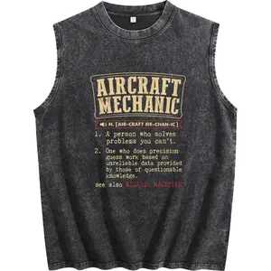 Funny Aviation Mechanic Vest – 100% Cotton, Oversized Fit, FAA/AMA Slogans & Aviation Dictionary Print