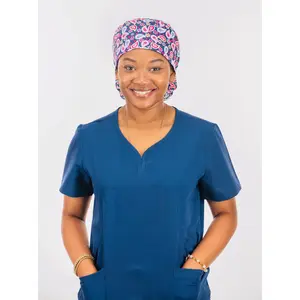 Rosy-Pink Ponytail Scrub Cap with Satin Lined