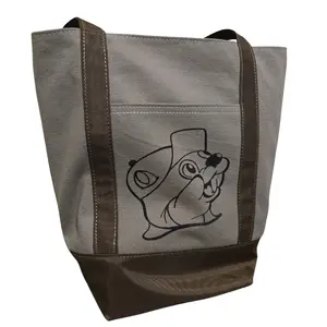 Buc-ee's Mini Tote - Soft Beige Fabric with Sturdy Colored Accents - 9.5" Tall x 12" Wide x 6" Deep - Double Sided Front Pockets - Perfect for Snacks & Everyday Use