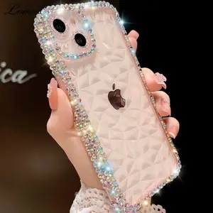 Luxury Diamond Glitter Case For iPhone 13 12 11 14 15 16 Pro Max Plus Bling Transparent Shockproof Soft TPU Cover