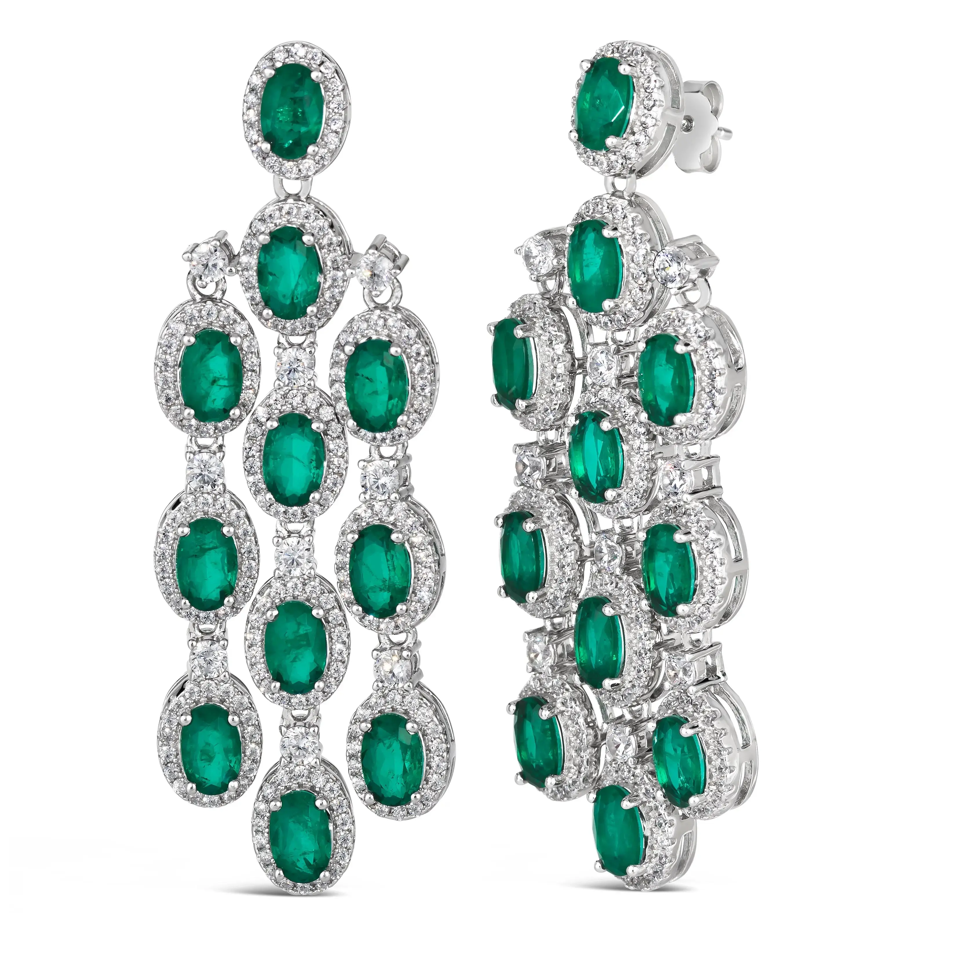 Art Deco Chandelier Earrings in Emerald