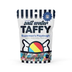 Taffy Shop, Superman's Playdough Salt Water Taffy - Lemon Vanilla Pudding Raspberry Chewy Candy