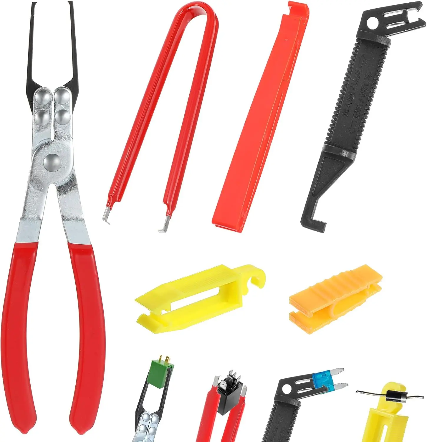GJANSH 6 Pcs Relay Puller Pliers, Fuse Puller Pliers, Automobile Car Fuse Removal Tool, Automotive Relay Removal Tool, Vehicle Electrical Disconnect Plier