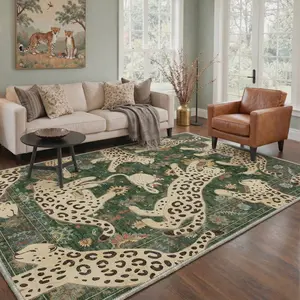 【Deals For You Days】GENIMO Carpet – Soft, Non-Slip, Pet Friendly, Machine Washable Area Rug, Floor Rug Perfect for Living Room, Bedroom, Kitchen, Hallway, Modern Home Decor ,ARN1770- JADE BLOOM