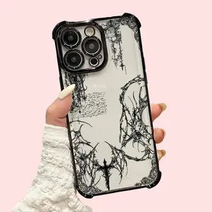 Fashion Art Y2k Retro Gothic Style Protective Phone Case for iPhone 17 16 15 14 13 12 11 Pro Max Air X XSMAX Plus Anti Fall Transparent Soft Back Cover