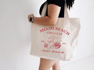 Custom Bachelorette Party Beach Tote Bag, Miami Girls Club