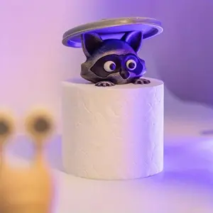 Raccoon Design Toilet Paper Holder, 1 Count Cute 3D Printed Toilet Paper Holder, Bathroom Accessories, Bathroom Decorations for Home Hotel Salon Dormitory