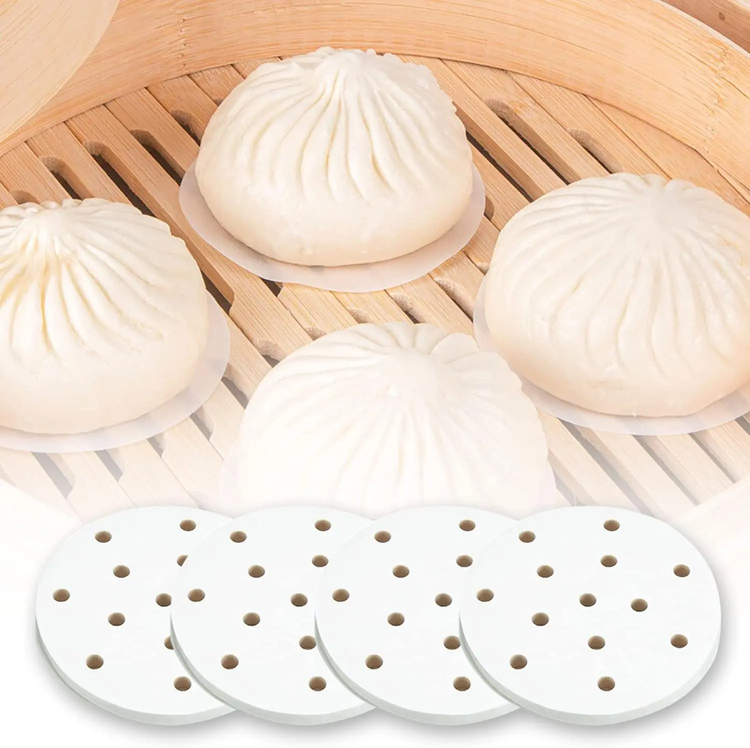 Bamboo Steamer Liners 400Pcs - Non-Stick Paper for Effective Cooking