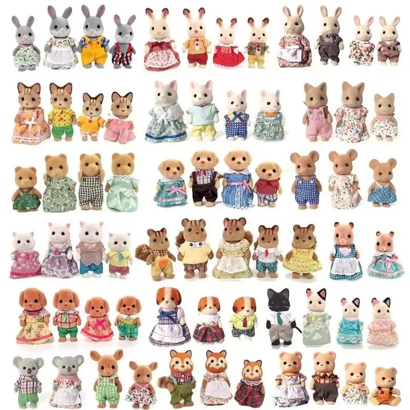 Simulation Forest Animal Family DIY Playset, Mini Rabbit & Bear Figurine Dolls, Miniature Scene Building Toy, Birthday Holiday Gift for Kids