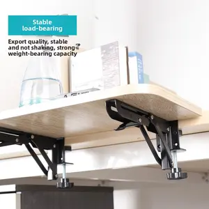 2 Pack No-Drill Folding Bracket, Desktop Extension Shelf for Keyboard Storage