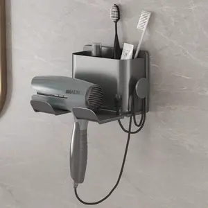 Hanging Hair Dryer Storage Rack No Drilling Wall-Mounted Bathroom Organizer Waterproof, Space-Saving Bathroom Hair Dryer Holder, Easy Installation