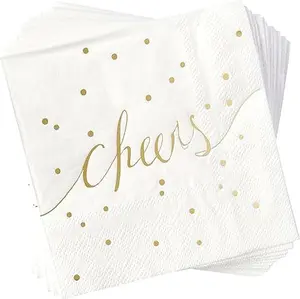 White And Gold Napkins Pack Of 50 Disposable Bar Napkins Wedding Cocktail Napkins Bachelorette Napkins Engagement Napkins Beverage Napkins Cocktail Napkins 3 Ply