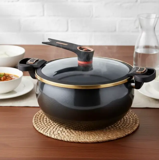 8L Enamel Micro-Pressure Pot, Multi-Functional Induction-Compatible Ceramic Cookware with Glass Lid, Large-Capacity Dutch Oven for Locking in Moisture and Freshness