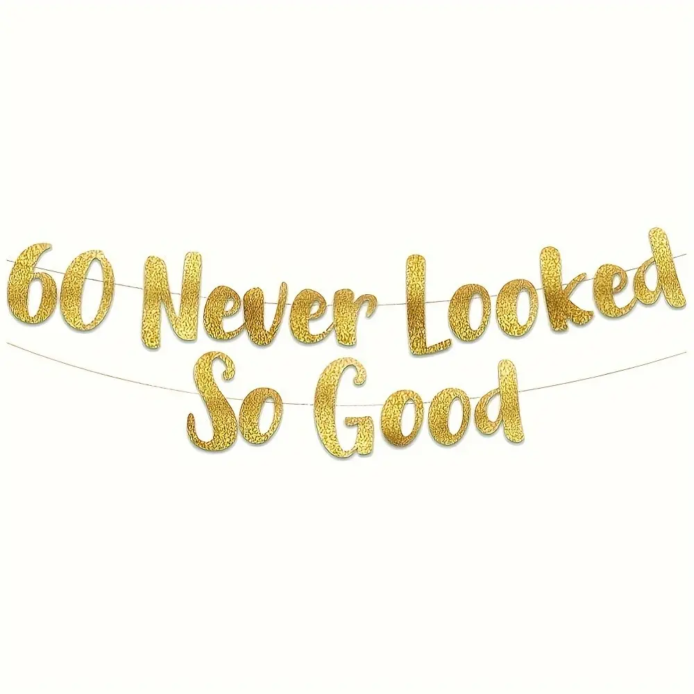Glitter 60 Banner, 60th Anniversary Birthday Party Decorations, Happy 60th Birthday Party Banner, 60th Wedding Anniversary Decor, Wedding Party Backdrop