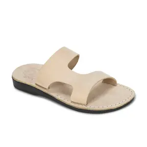 June - Leather Side Strap Sandal | White Nubuck