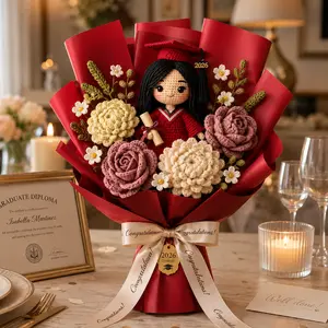 Cute Crochet Graduation Gift 2026 | Custom Doll Flower Bouquet | Handmade Keepsake for Graduation Photos & Memories
