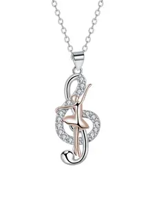 Music Note Ballet Necklace for Women, Ballerina Ballet Necklaces, Musical Pendant Sports Jewelry for Women Dancer Music Lover, Copper Ankh Necklace