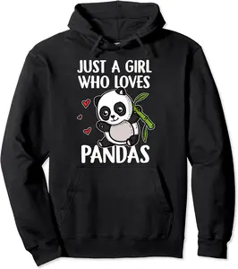 Just A Girl Who Loves Pandas Panda Bear Cute Panda Costume Pullover Hoodie - Almadeli Shop 92B082F1FN62
