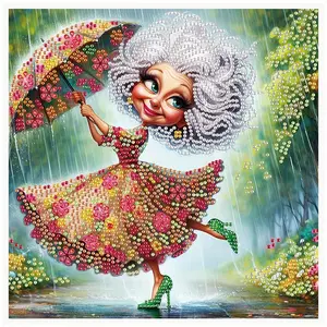 5D Diamond Arts Colorful Painting Kit, Elegant Grandma Pattern DIY Diamond Arts Colorful Painting, Handmade Craft Wall Art Decoration, Handmade Gifts