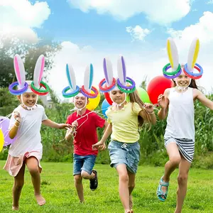 Easter Bunny Ring Toss Game Set, Inflatable Rabbit Games for Outdoor Parties, Family Gatherings, Pool Parties, Lawn Activities, Party Event Props, Ages 14+
