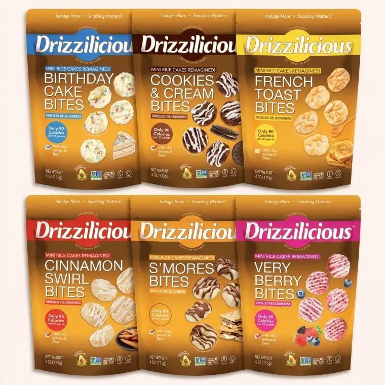 HOT 2026 Drizzilicious Mini Rice Cakes Variety Pack 4oz - Healthy Diet Snack, Gluten-Free, Low Calories, Rich in Sweet Flavor