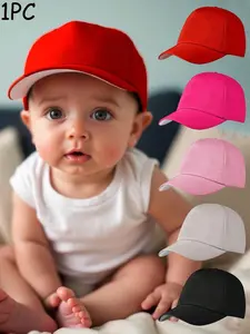 1Pc Infant Baby Toddlers Kids Hat Solid Color Adjustable Baseball Cap For Baby Boys And Girls, Outdoor Sun Protection Hat,Suitable For Outdoor, Sports, Travel Vacations, Birthday Gifts