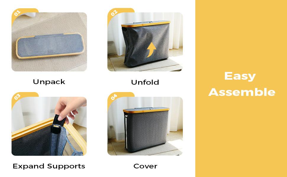 Elegant Toilet Paper Storage with Lid, Narrow Toilet Paper Holder Beside Toilet, Classy Bathroom Tissue Storage, Slim Toilet Paper Storage, Waterproof Oxford Fabric for Mega Rolls 30L (Gray)