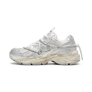 Champion Champ Roaming 1 Distressed Sneakers with C-Logo: Retro Outdoor Low-Top Dad Shoes for Men and Women in Silver/Cream Trending Shoes, House White Official Shoes to Get / Maison Mihara