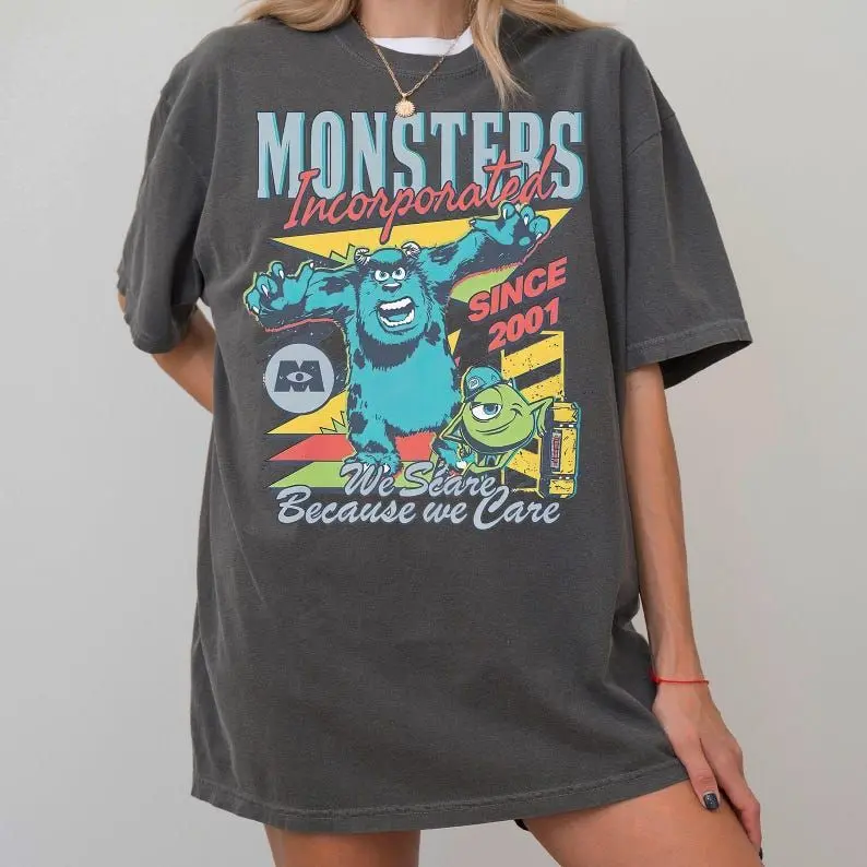 Comfort Colors® Monsters Incorporated Since 2001 We Scare Because We Care T-Shirt, Monsters University, Sulley & Mike Monster Inc Tee