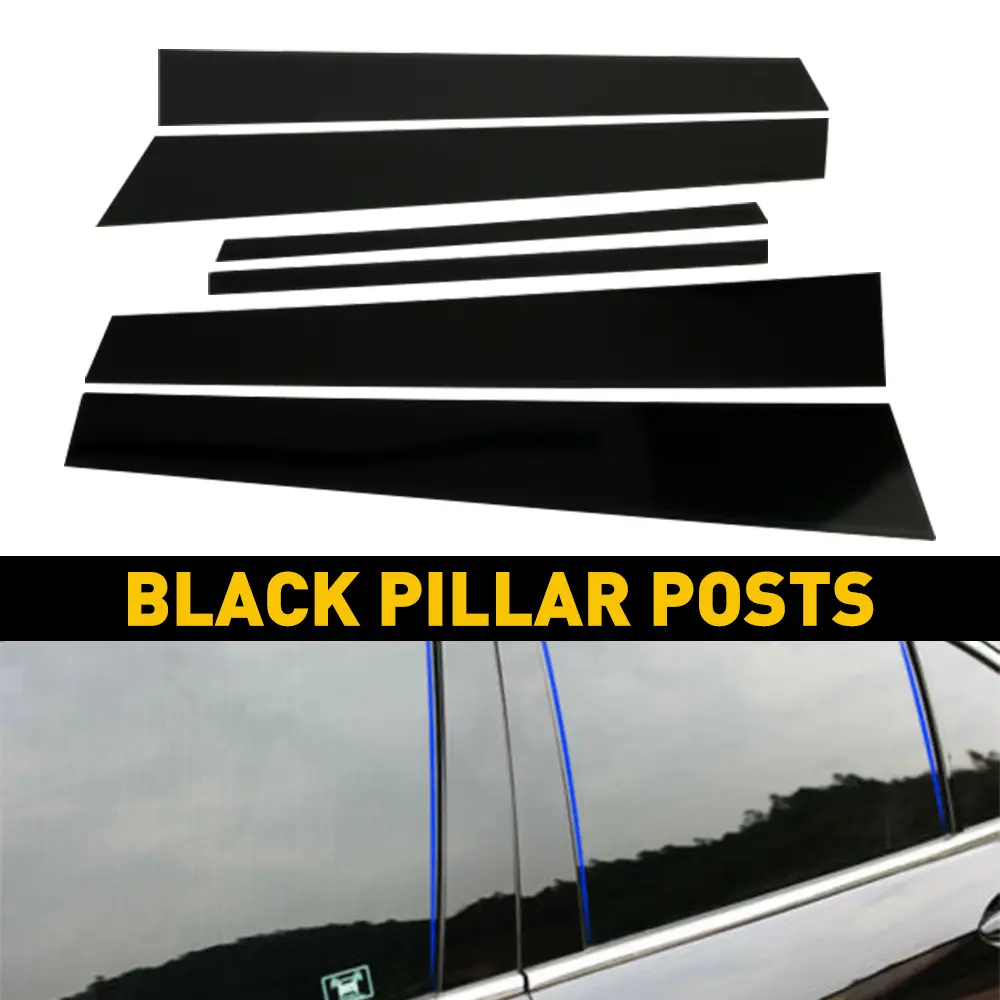 Black B Pillar Post Cover Kit(6pcs) For Honda Accord 2008-2012 Cover, Car Door Window Trim Accessory