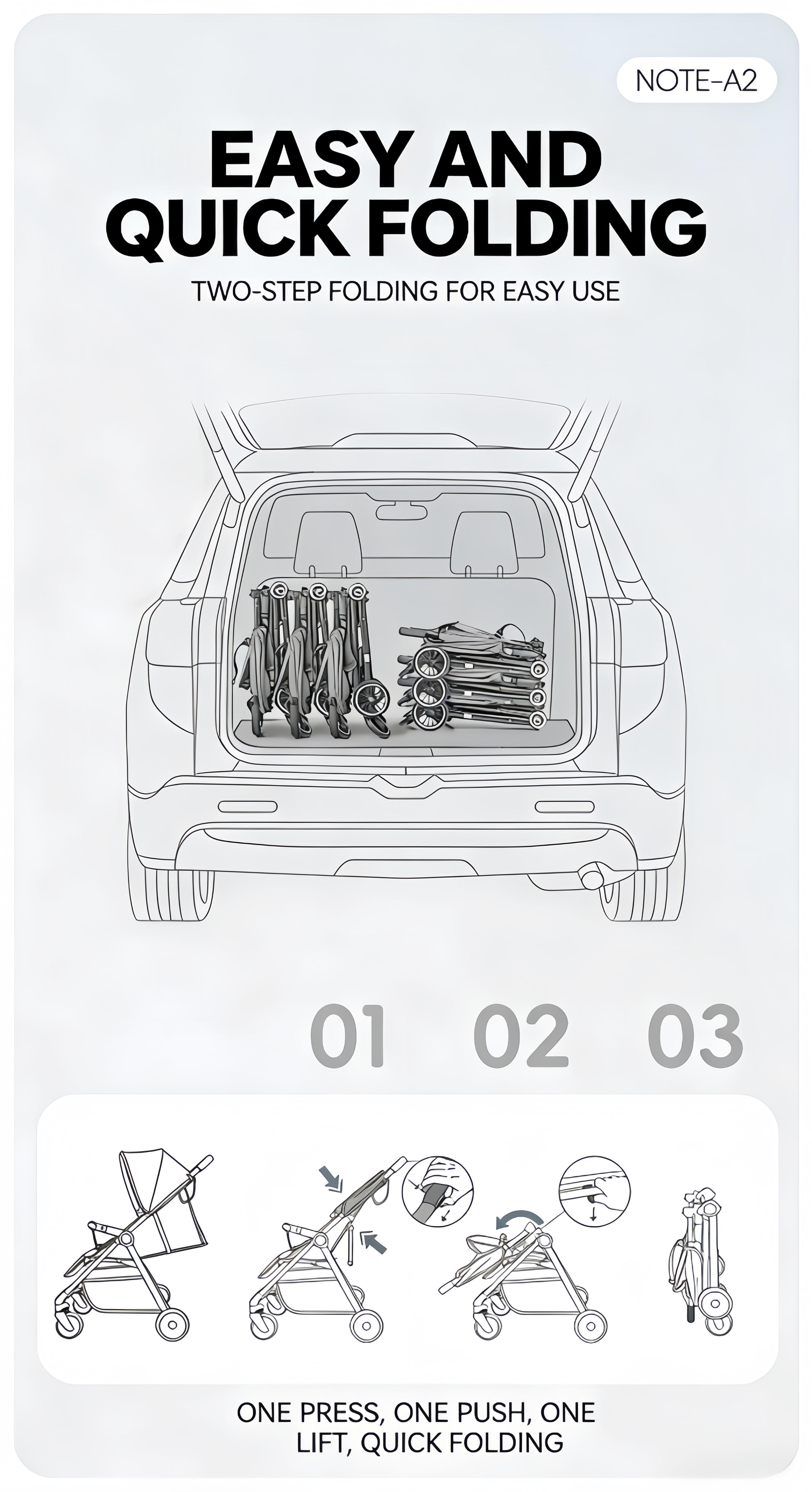 BAOBAOHAO A2-Baby Pushcart Sit or Recline, Lightweight and Foldable, Portable Umbrella Stroller, Suitable for Newborns, High-view Stroller, One-touch Folding, Four-wheel Suspension, Breathable Mesh Fabric for Summer, Airline-approved