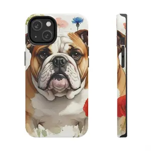 English Bulldog Tough Phone Case — Wildflower Field