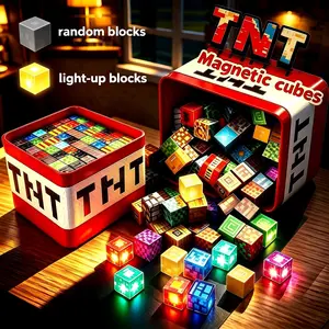 Tnt Random Glow Magnetic Building Blocks Set, Educational Toy for Kids Ages 4-12, Perfect Gift for Boys and Girls, Includes Storage Box