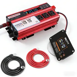 All-in-One Car Power Inverter Featuring 3 AC Outlets 4 USB Charging Ports DC 12V to 110V AC 5000W Peak Power Compact Design for Truck RV Boat Camping Adventure Backup Power