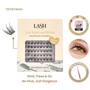 Lashterally Natural Wispy Self-adhesive Lash Clusters Kit Glue Free Eyelashes Easy Removal 10mm/12mm/14mm 90 Clusters Makeup Cosmetic Flawless