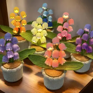 Handmade Crochet Lily of the Valley Night Light – Decorative Potted Flower Lamp for Bedroom & Living Room | Romantic Gift for Mother’s Day, Valentine’s, Christmas & Birthdays