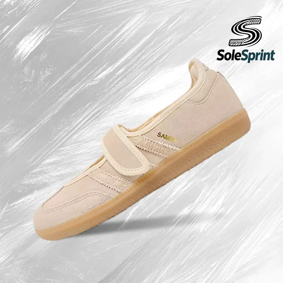 adidas Samba Jane SuedeSand Strata (Women's)– Women's Lifestyle Sneakers – shoes for woman -Vintagen - Running Shoes, Lightweight Shock-Absorbing Comfort, Breathable Everyday Fit, Gym Training to Street Casual Wear - back to school - HQ9496