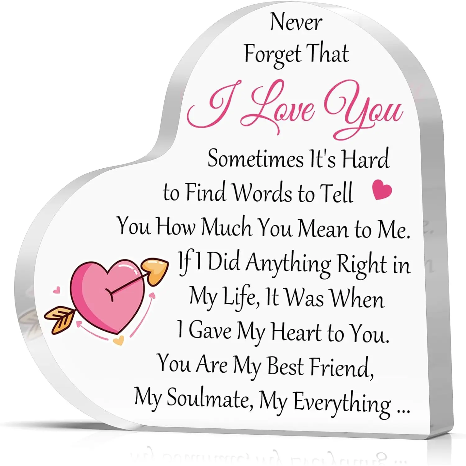 I Love You Romantic Gifts for Her Him Anniversary Plaque for Wife Husband Boyfriend Girlfriend Couple Wedding Gifts for Women Men Desk Decor Acrylic Sign Valentine's Day I Love You Gift for Her Him