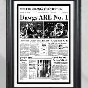 1980 Georgia National ChampionsUnframe  Front Page Newspaper Print UGA