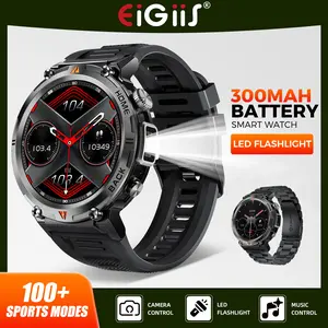 Men's Smart Watch with LED Flashlight, Wearable Devices with Music Playback, Weather Forecast, IP67 Waterproof, Multifunctional Smartwatches with Wireless Calls, Multiple Sport Modes Fathersdaygift Cyber