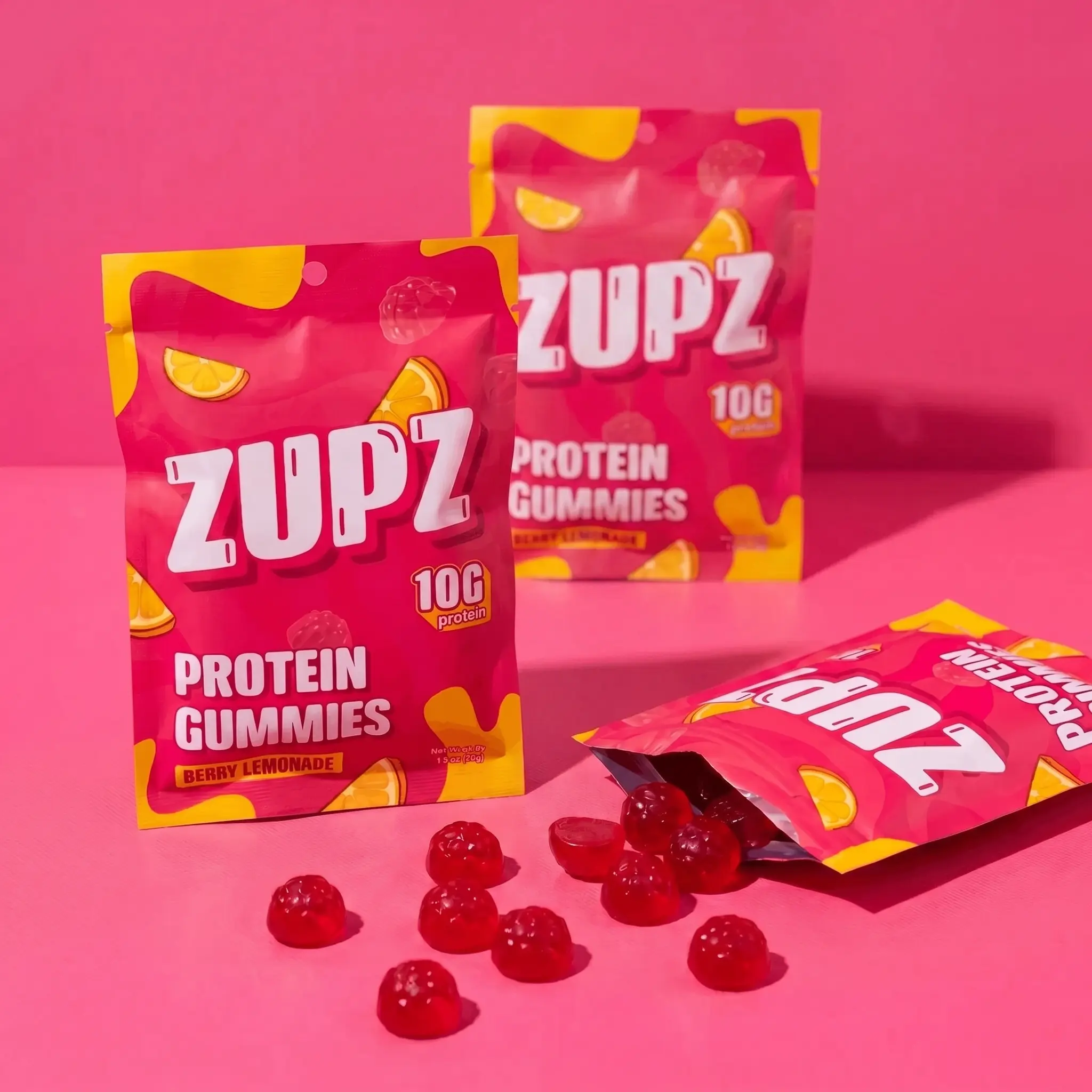 Zupz Protein Gummies 3 Pack- 10g Protein 160 Calories Berry Lemonade Flavor, Gluten-Free, Non-GMO Zupz Protein Gummies 3 Pack- 10g Protein 160 Calories Berry Lemonade Flavor, Gluten-Free, Non-GMO