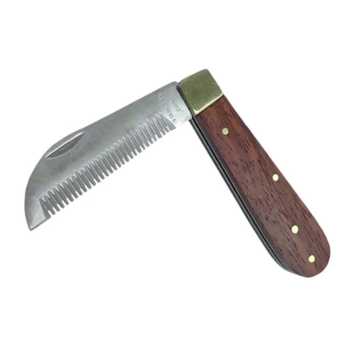 212 MAIN Folding Stripping Comb with Wood Handle, Equestrian Grooming Tool Designed for Manes and Tails