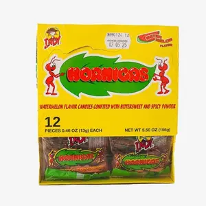 Indy Hormigas Chewy Tamarind Watermelon Flavored Candies with Spicy Sour Chili Powder 12 Pieces 0.46 oz Each