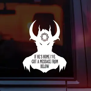 Bad Omens Dethrone Lyric Vinyl Car Decal “If He’s Home I’ve Got a Message From Below,” Dark Aesthetic Metalcore Band Decal for Cars, Laptops & Water Bottles, Perfect for Bad Omens Fans, Alt Girls, Alt Guys & Heavy Music Lovers