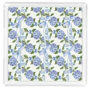 Acrylic Serving Tray - SUMMER VIBES - HYDRANGEA + BOWS