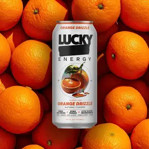 Lucky Energy - Orange Drizzle - Sugar Free Energy Drink Beverage - 12-Pack