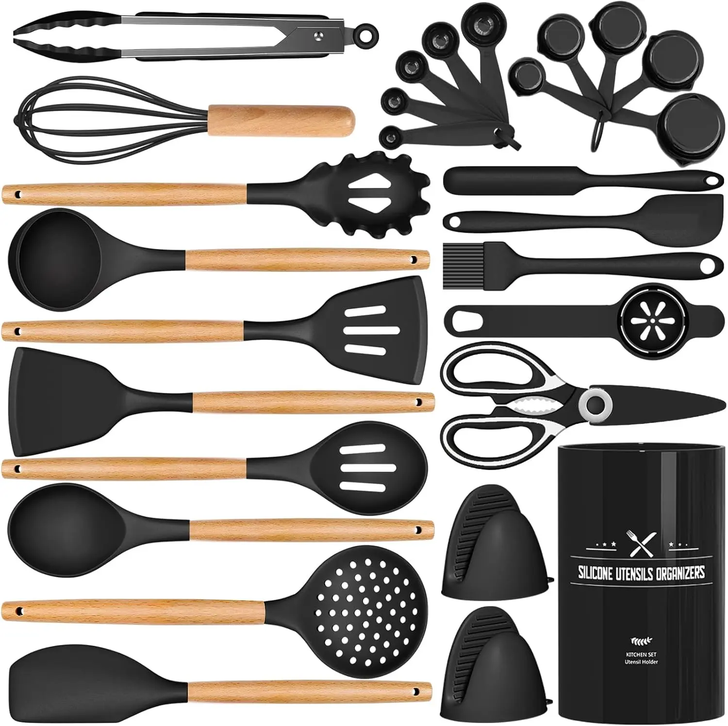 33PCS Silicone Large Cooking Utensils Set with Holder