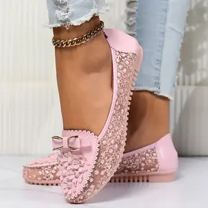 snow boot Stylish Women's Breathable Mesh Flat Shoes with Bow Decor, Elegant Fashion Soft Flats for Comfortable Slip-On Wear